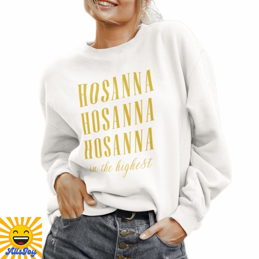 HOSANNA IN THE HIGHEST Fleece Pullover Crew Sweatshirt White